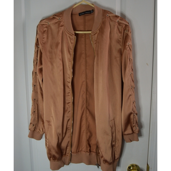 Carly Bybel xx MISSGUIDED Rose Gold Bomber - Picture 2 of 3